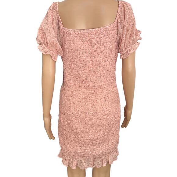 NWT IRIS Mini Dress babydoll Milkmaid coquette Smocked Pink floral y2k Large - Picture 6 of 12